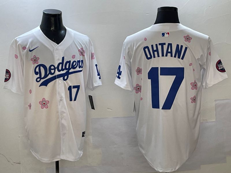 Men Los Angeles Dodgers 17 Ohtani White Sakura Edition 2025 Nike MLB Jersey style 7